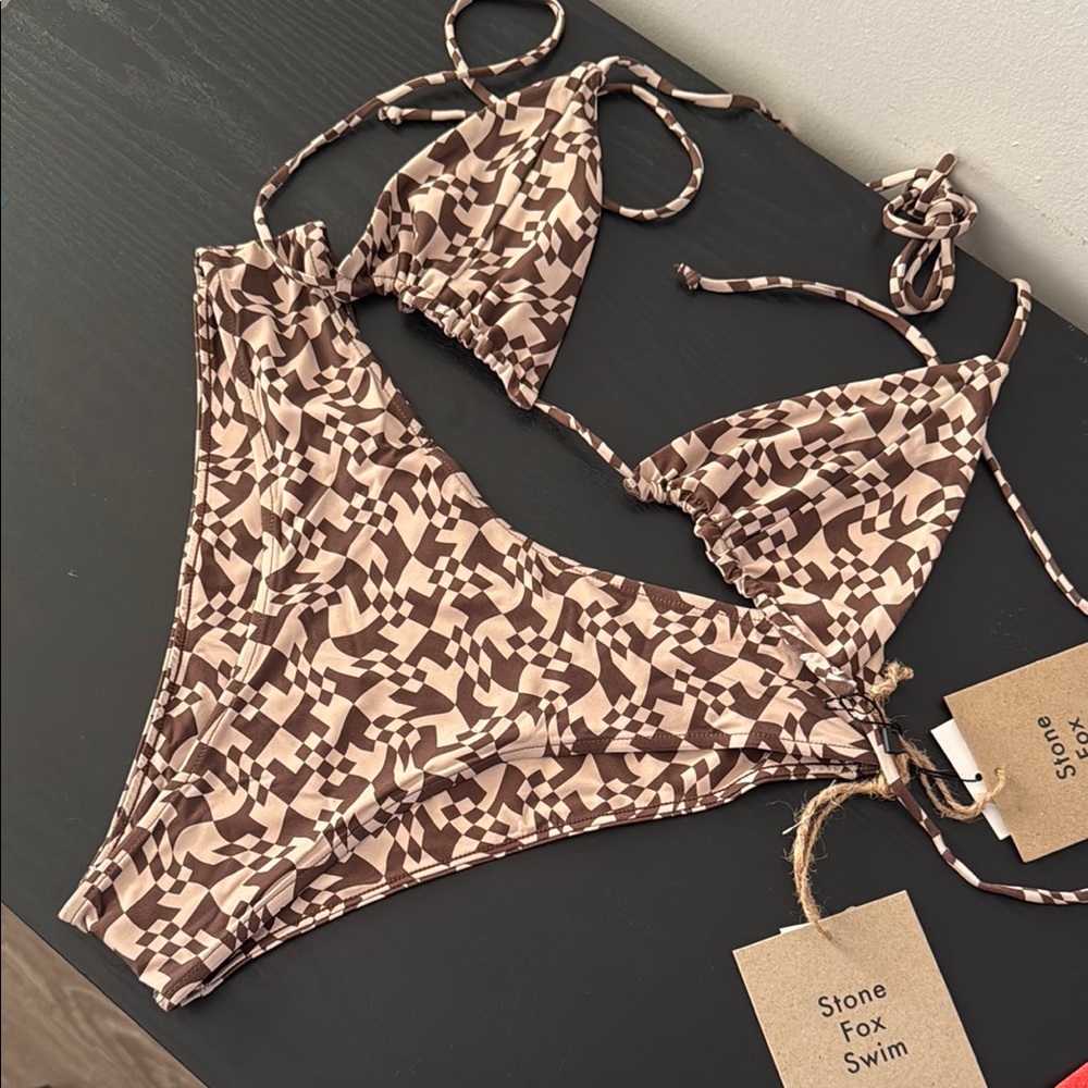 Stone Fox Swim Geometric Bikini Set